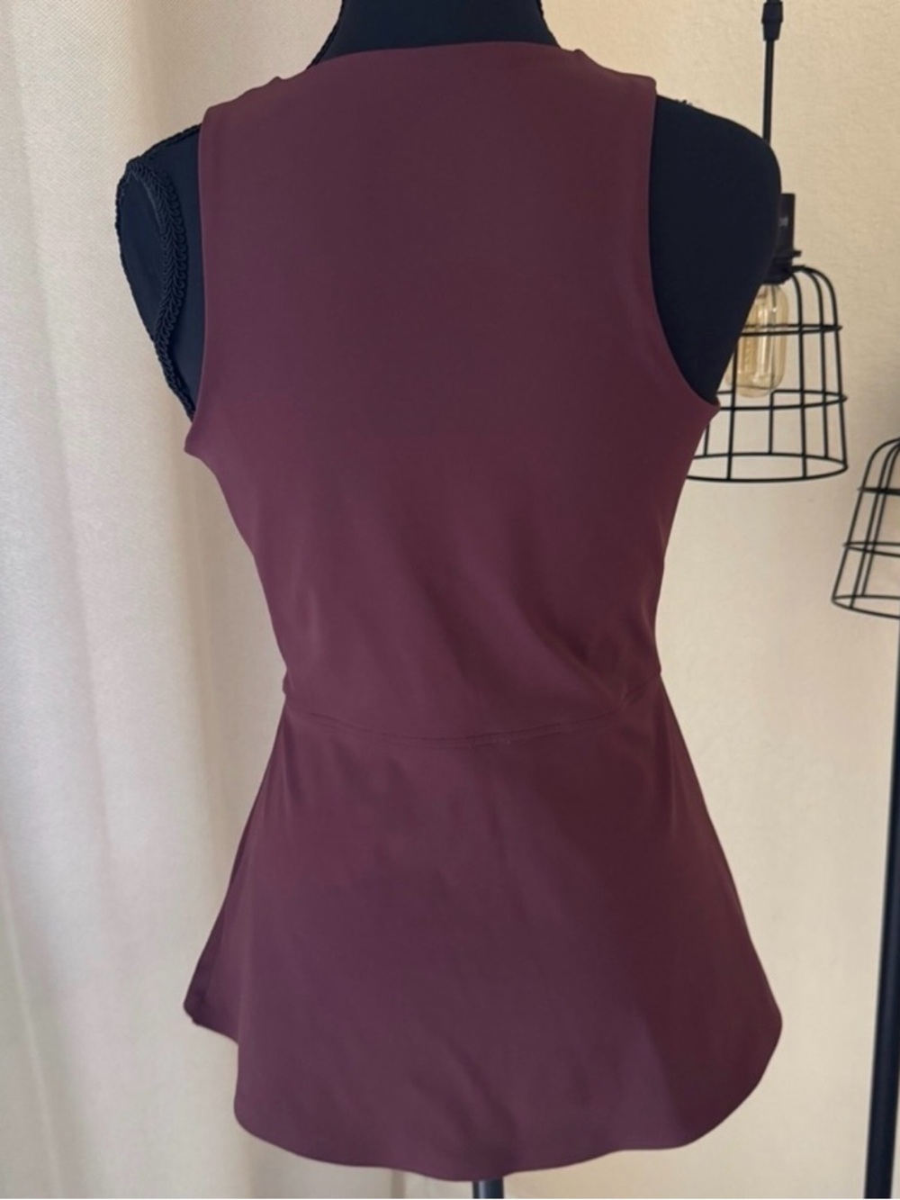 Spanx Brown Peplum Tank Top Small Stretch Athleisure Activewear - Picture 5 of 7